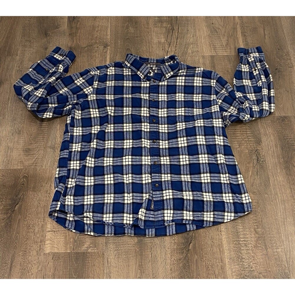 Eddie Bauer Men's Plaid Flannel Cotton Relaxed Fit Button-Down Shirt XL